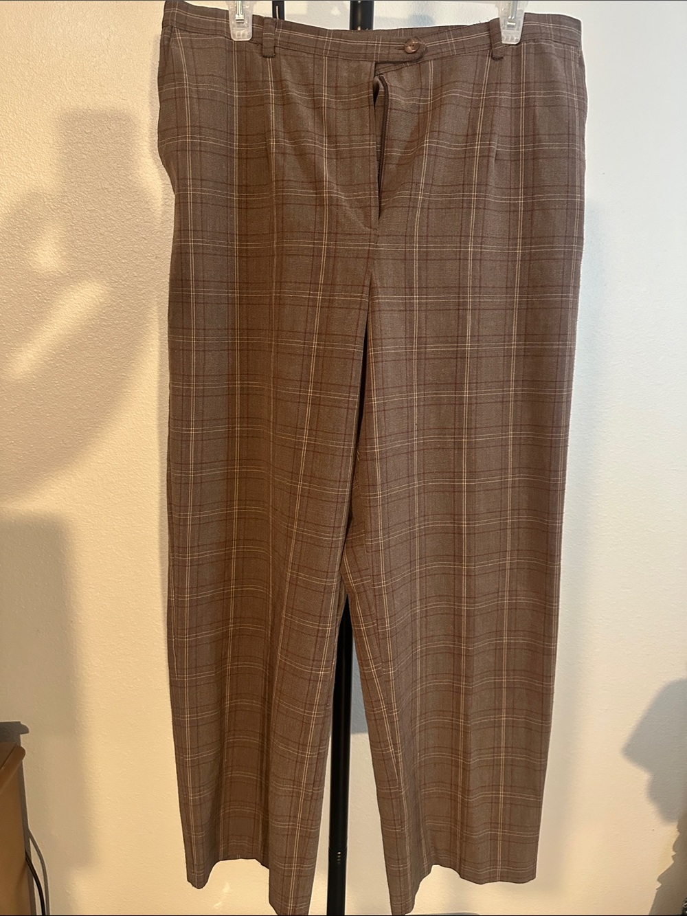 Sag Harbor Brown Plaid Women's Trousers petite